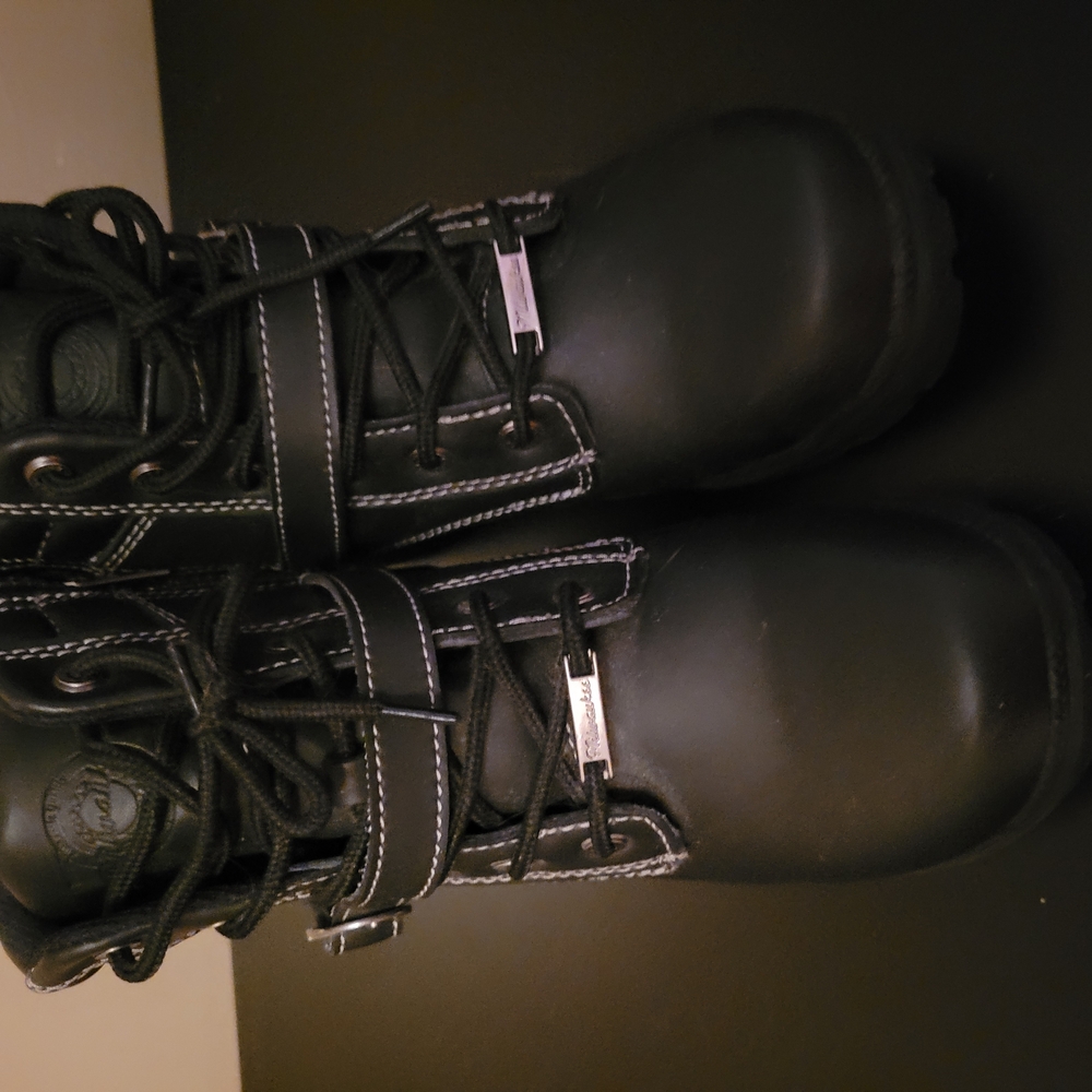 Black Tactical High-Top Boots with Adjustable Straps